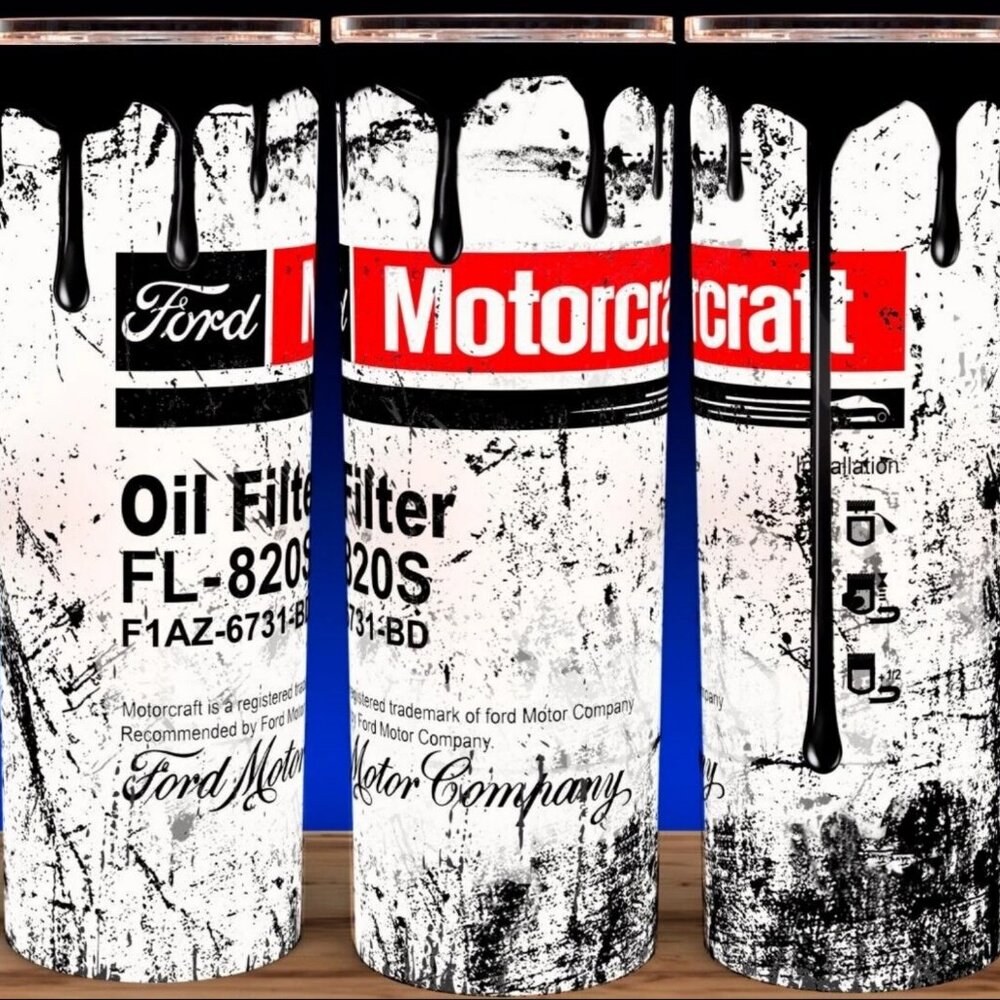 Ford Motorcraft FL-820S Oil Filter Distressed Cup Mug Tumbler 20oz